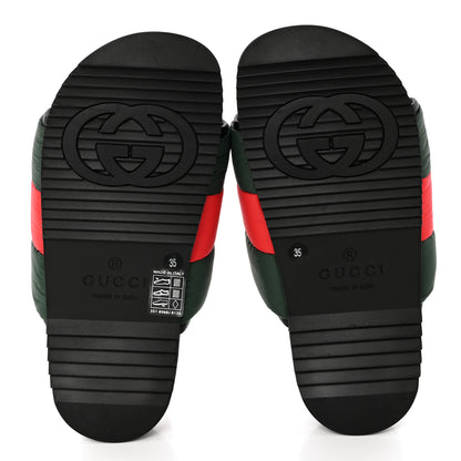 Gucci Nylon Web Womens Slide Sandals 35 Black Green Red 5 of 8