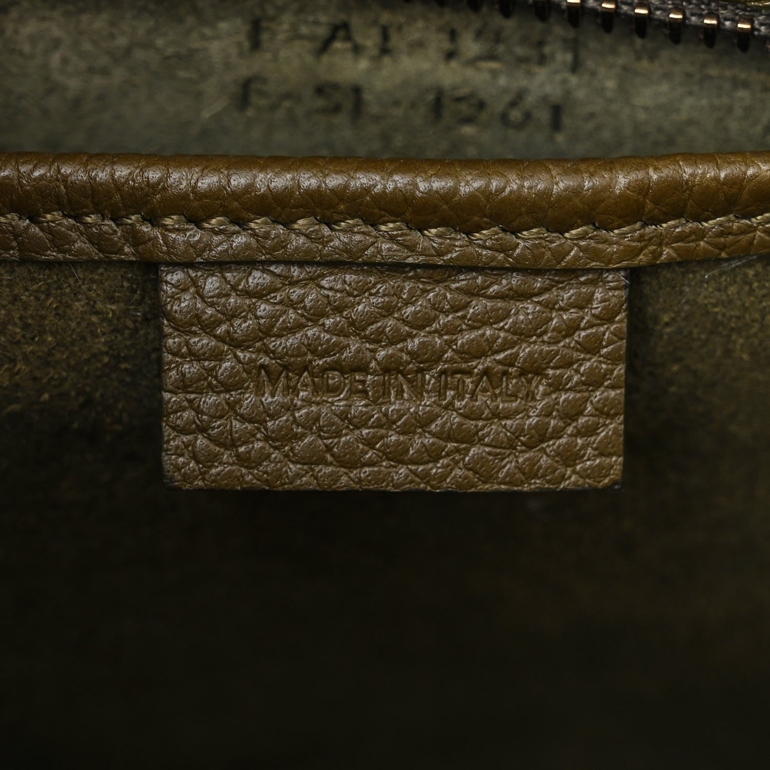 Celine Drummed Calfskin Nano Luggage Dark Olive 7 of 13