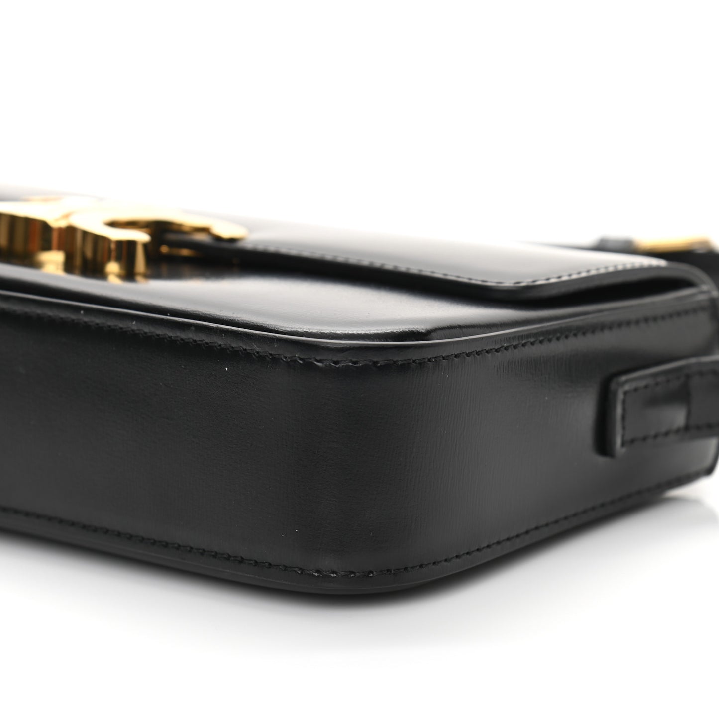 Shiny Calfskin Triomphe Shoulder Bag Black