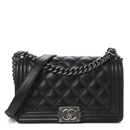 Chanel Calfskin Double Stitch Medium Boy Flap Black 1 of 10