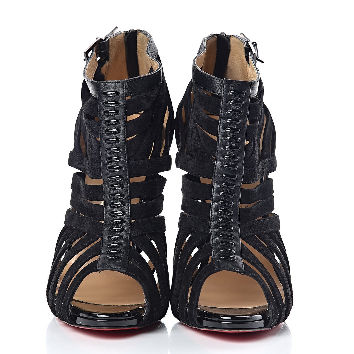 Suede Calfskin Patent Karina 120 Booties 39.5 Black