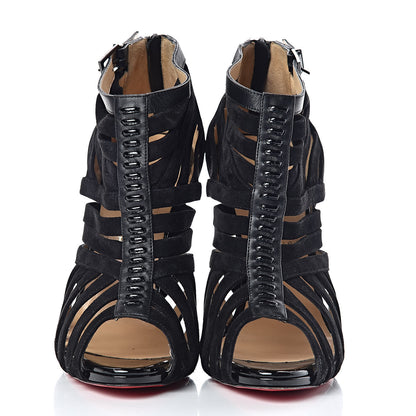 Christian Louboutin Suede Calfskin Patent Karina 120 Booties 39.5 Black 2 of 14
