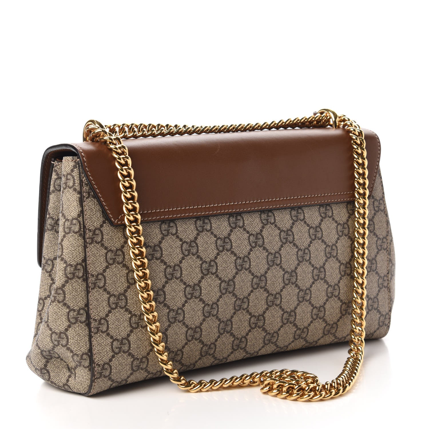 Gucci GG Supreme Monogram Calfskin Padlock Slip Pocket Shoulder Bag Beige Cuir 4 of 13