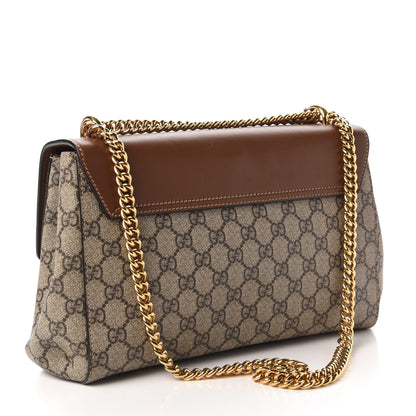 Gucci GG Supreme Monogram Calfskin Padlock Slip Pocket Shoulder Bag Beige Cuir 4 of 13