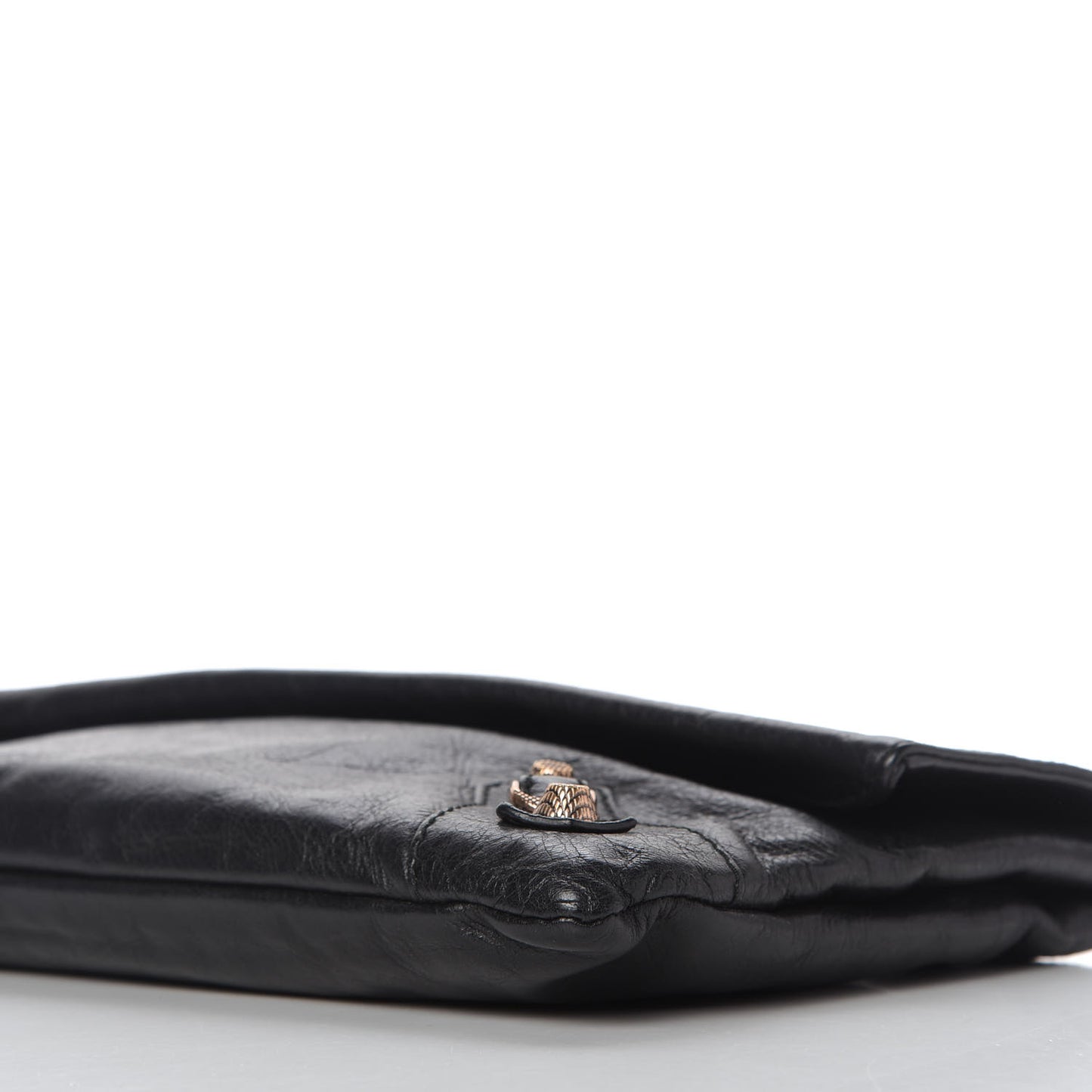 Agneau Giant 12 Rose Gold Hardware Envelope Clutch Black