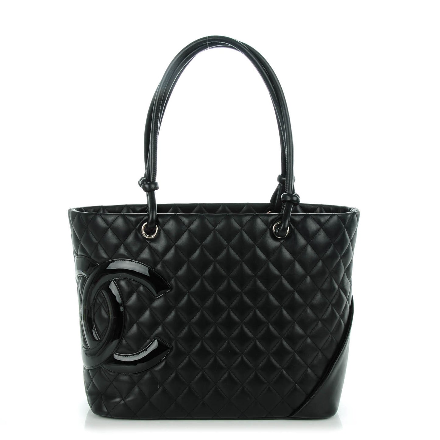 Calfskin Quilted Large Cambon Tote Black