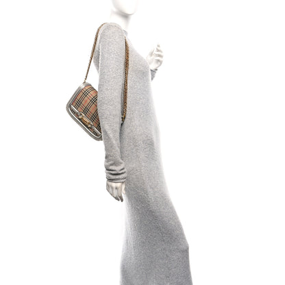 Burberry Smooth Calfskin 1983 Knight Check Link Shoulder Bag Silver 2 of 10
