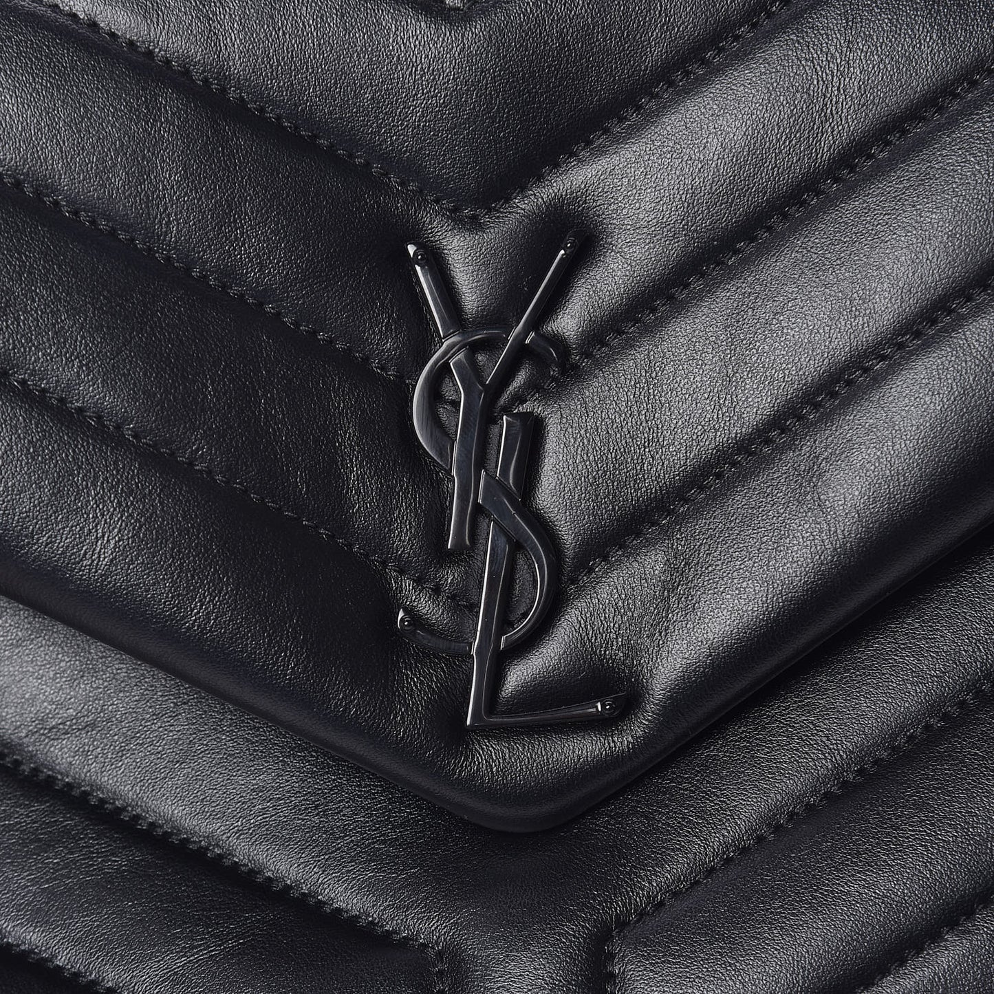 Calfskin Y Quilted Monogram Medium Loulou Chain Satchel Black