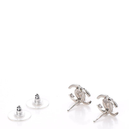 Chanel Crystal CC Moon Earrings Silver 3 of 5