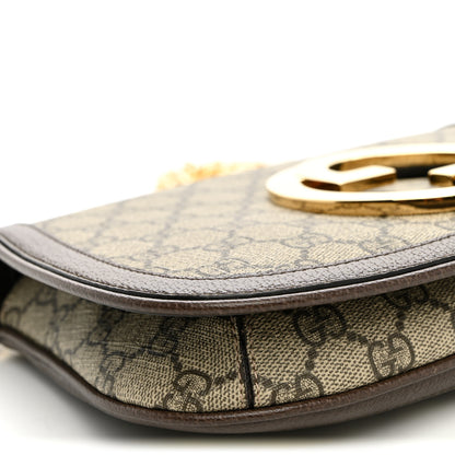 Gucci GG Supreme Monogram Textured Dollar Calfskin Blondie Chain Shoulder Flap Bag Beige Ebony New Acero 8 of 9
