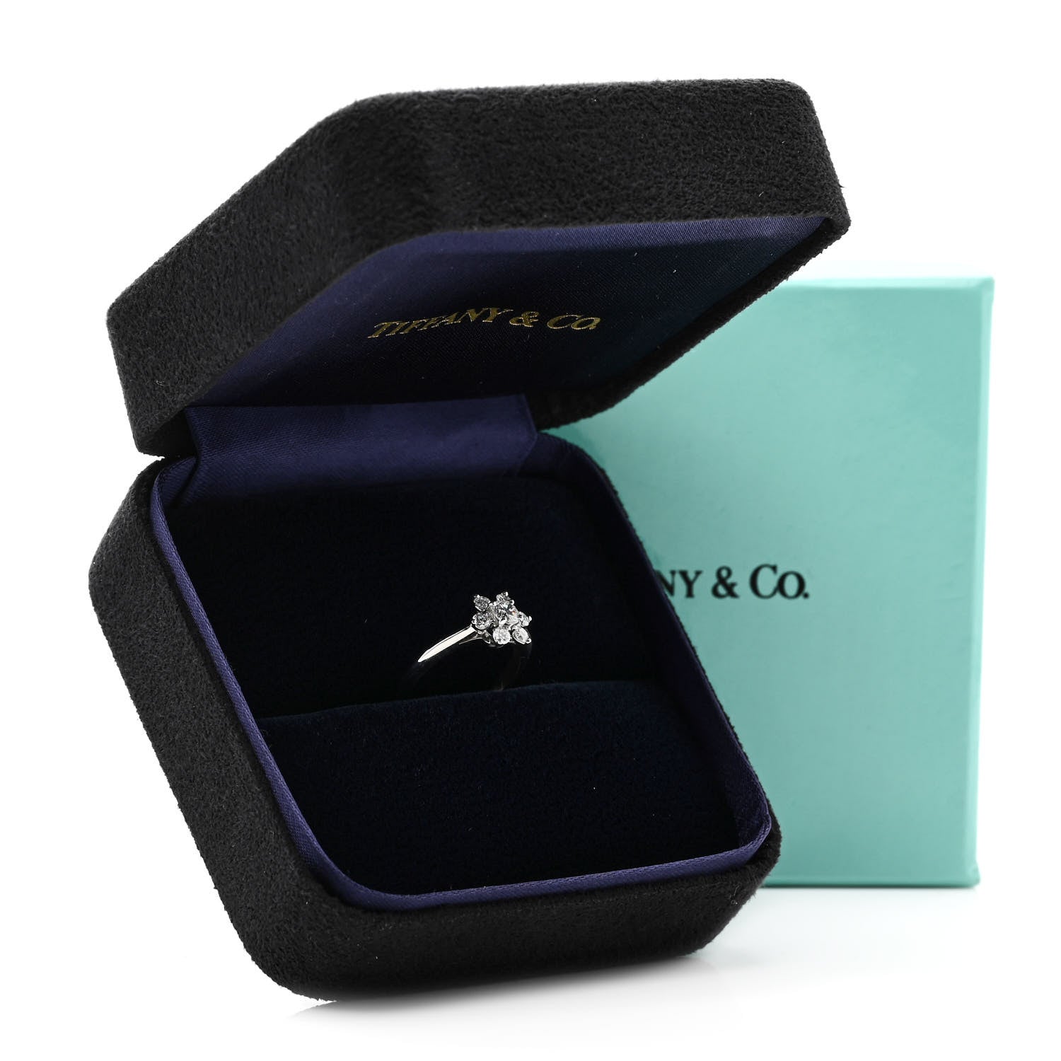 Tiffany Platinum Diamond Flower Ring 48 4.5 6 of 6