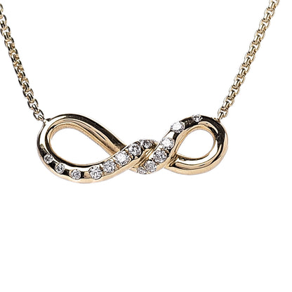 David Yurman 18K Yellow Gold Diamond 19mm Continuance Pendant Necklace 4 of 8