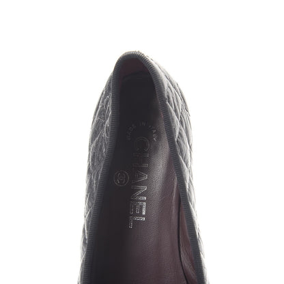Chanel Aged Calfskin Quilted Cap Toe Ballerina Flats 38 Black 11 of 12