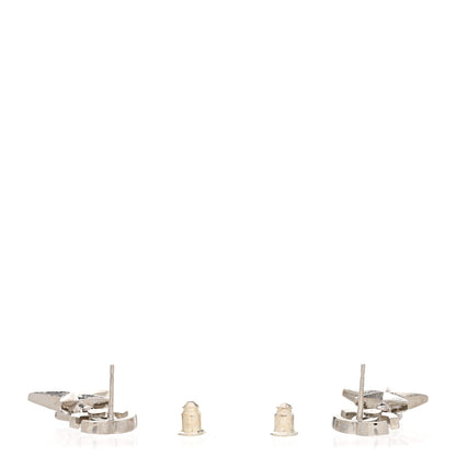 Chanel Crystal CC Star Drop Earrings Silver Green 3 of 5