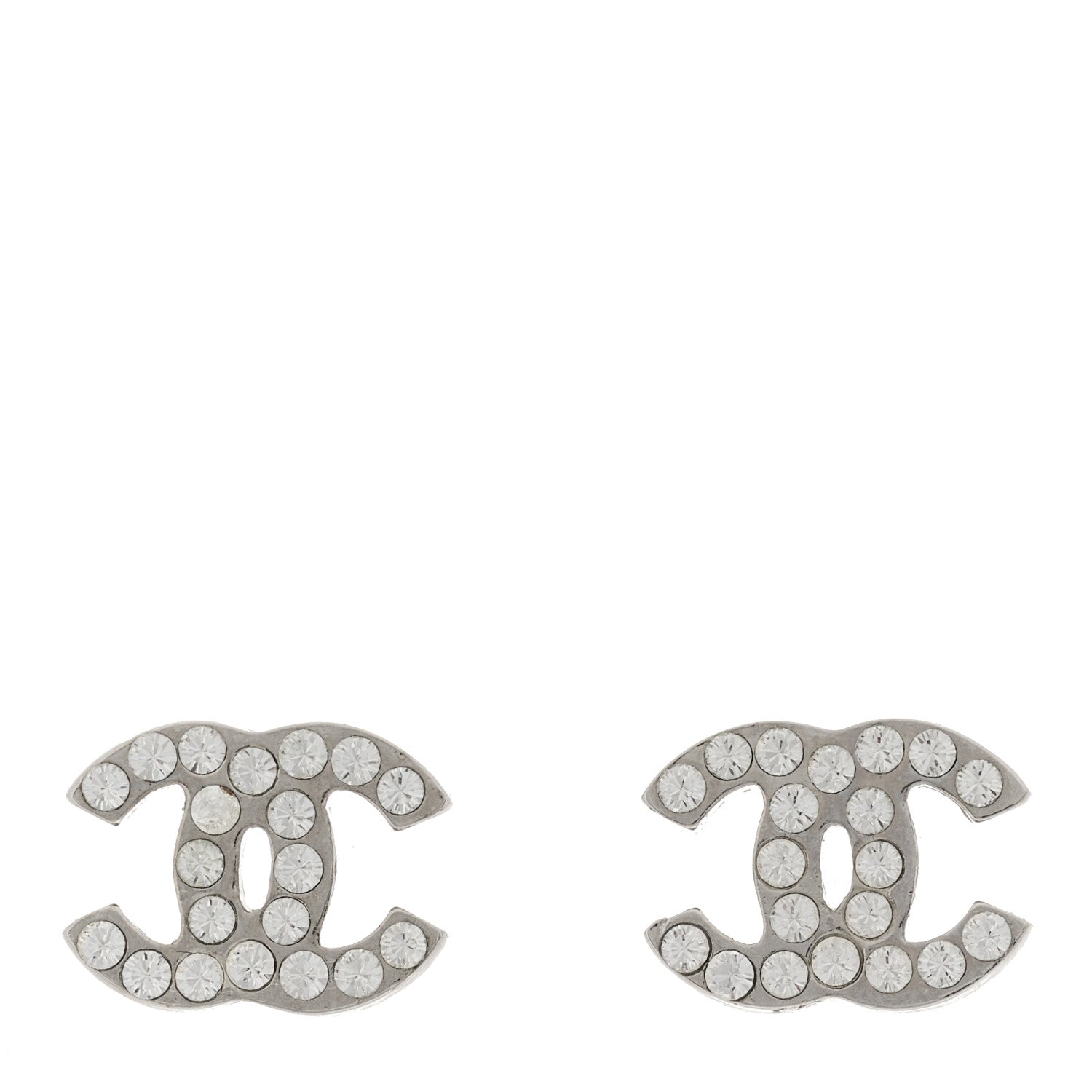 Chanel Crystal Mini CC Earrings Silver 1 of 4