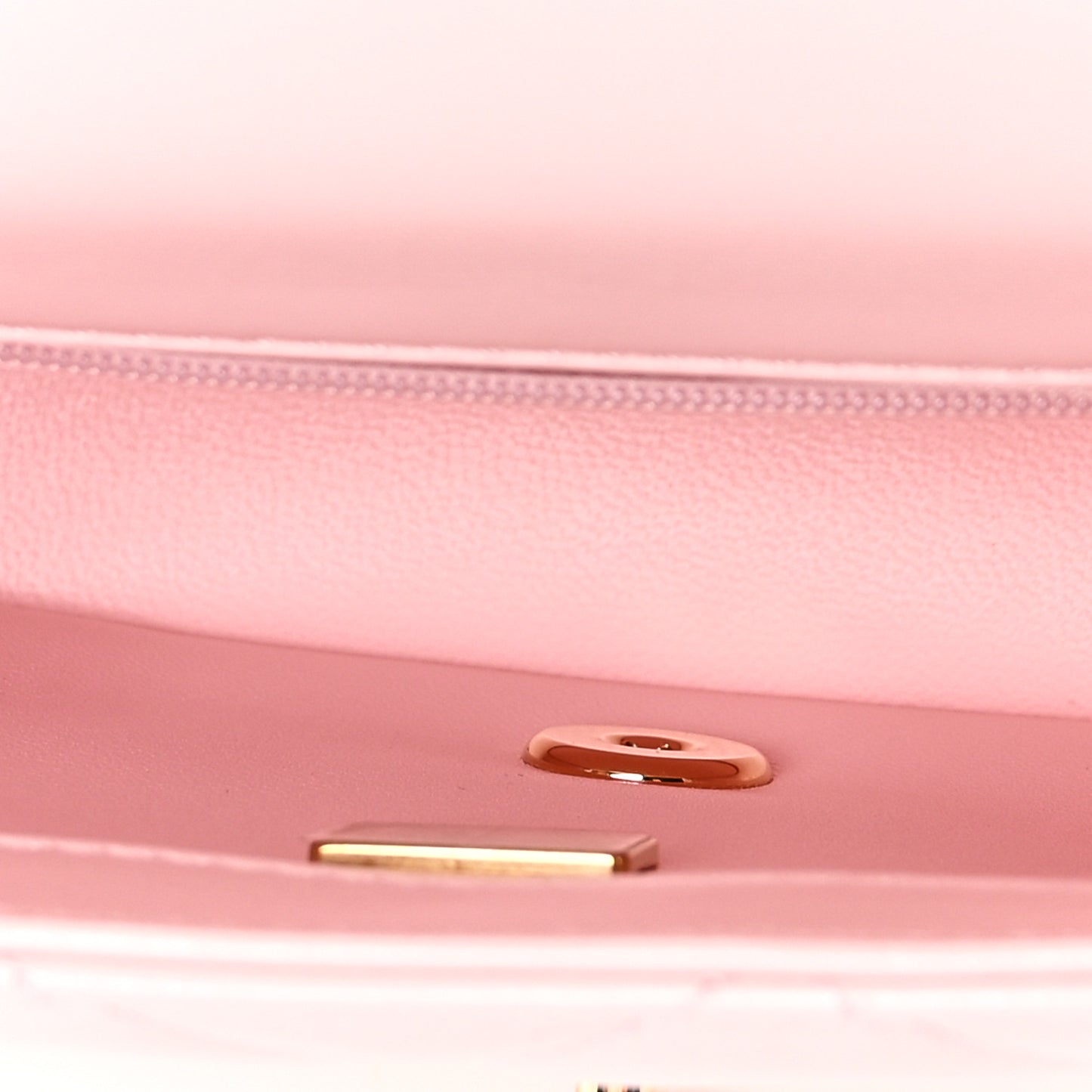 Shiny Lambskin Quilted Mini Twisted Links Top Handle Flap Light Pink