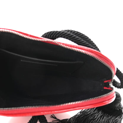 Saint Laurent Patent Crocodile Embossed Sac Coeur Heart Shaped Clutch Red 5 of 8