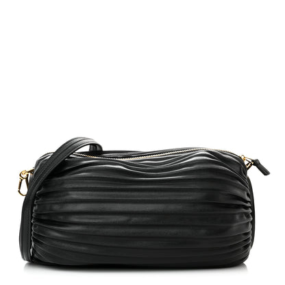 Loewe Lambskin Pleated Bracelet Pouch Shoulder Bag Black 1 of 10
