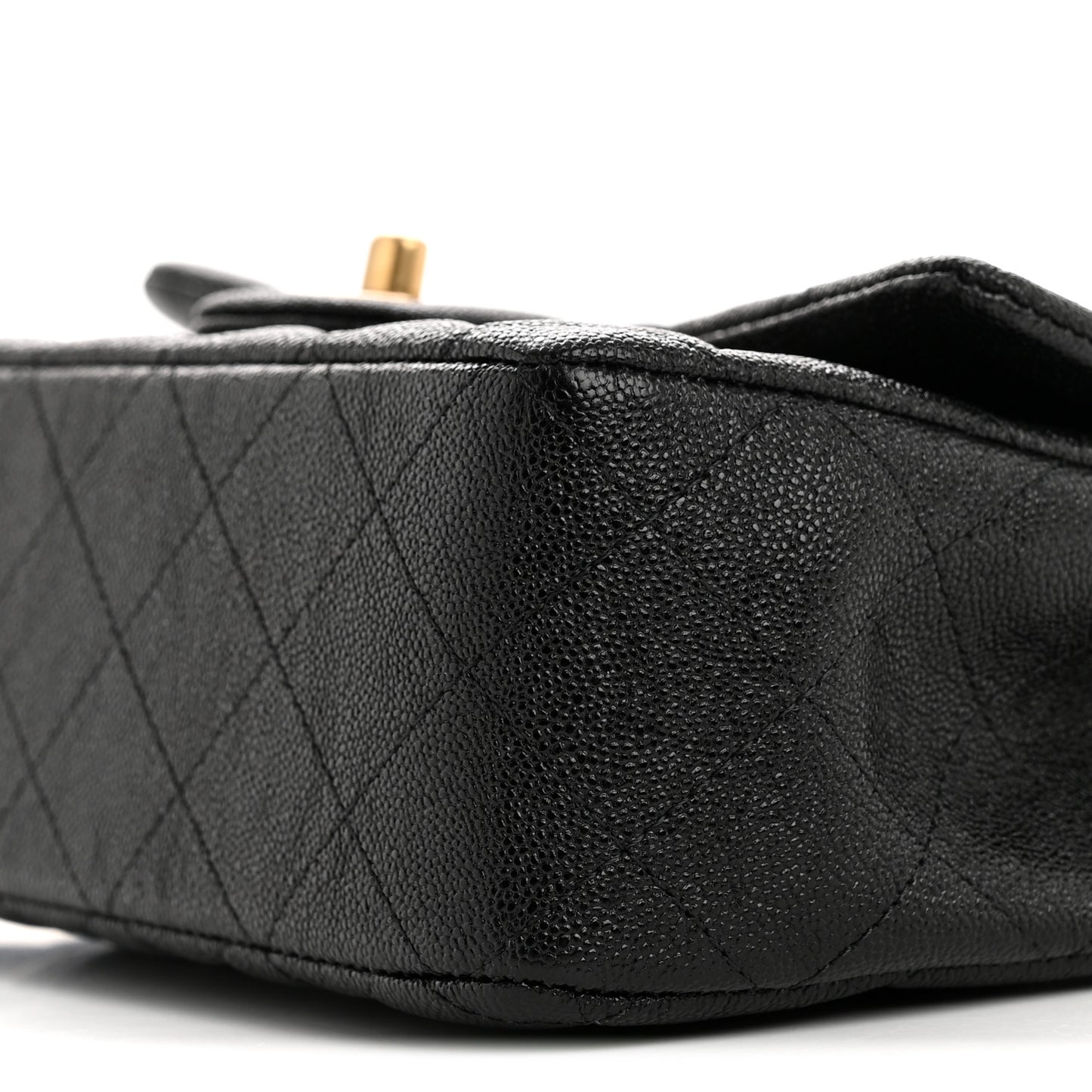 Caviar Quilted Mini Top Handle Rectangular Flap Black