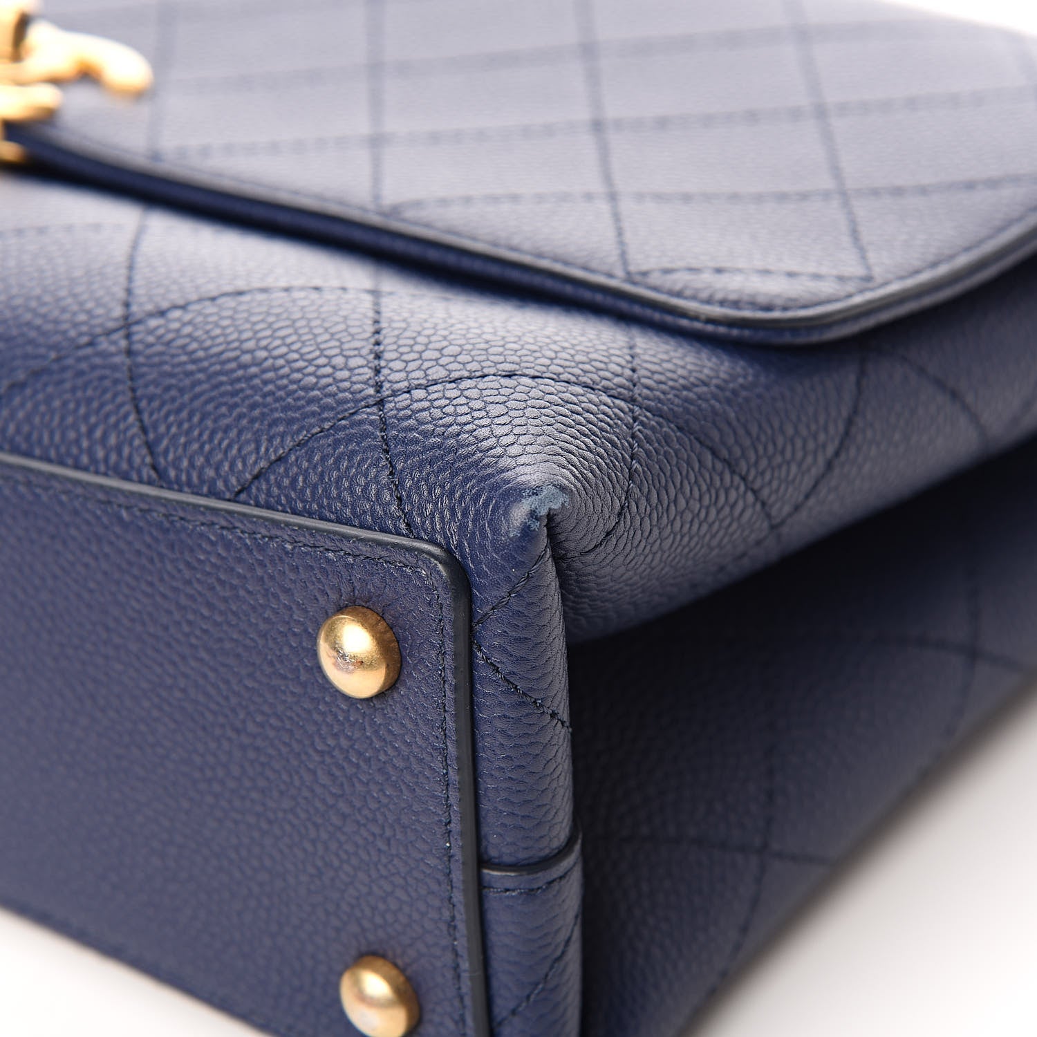 Chanel Grained Calfskin Stitched Flap Navy Blue 9 of 13