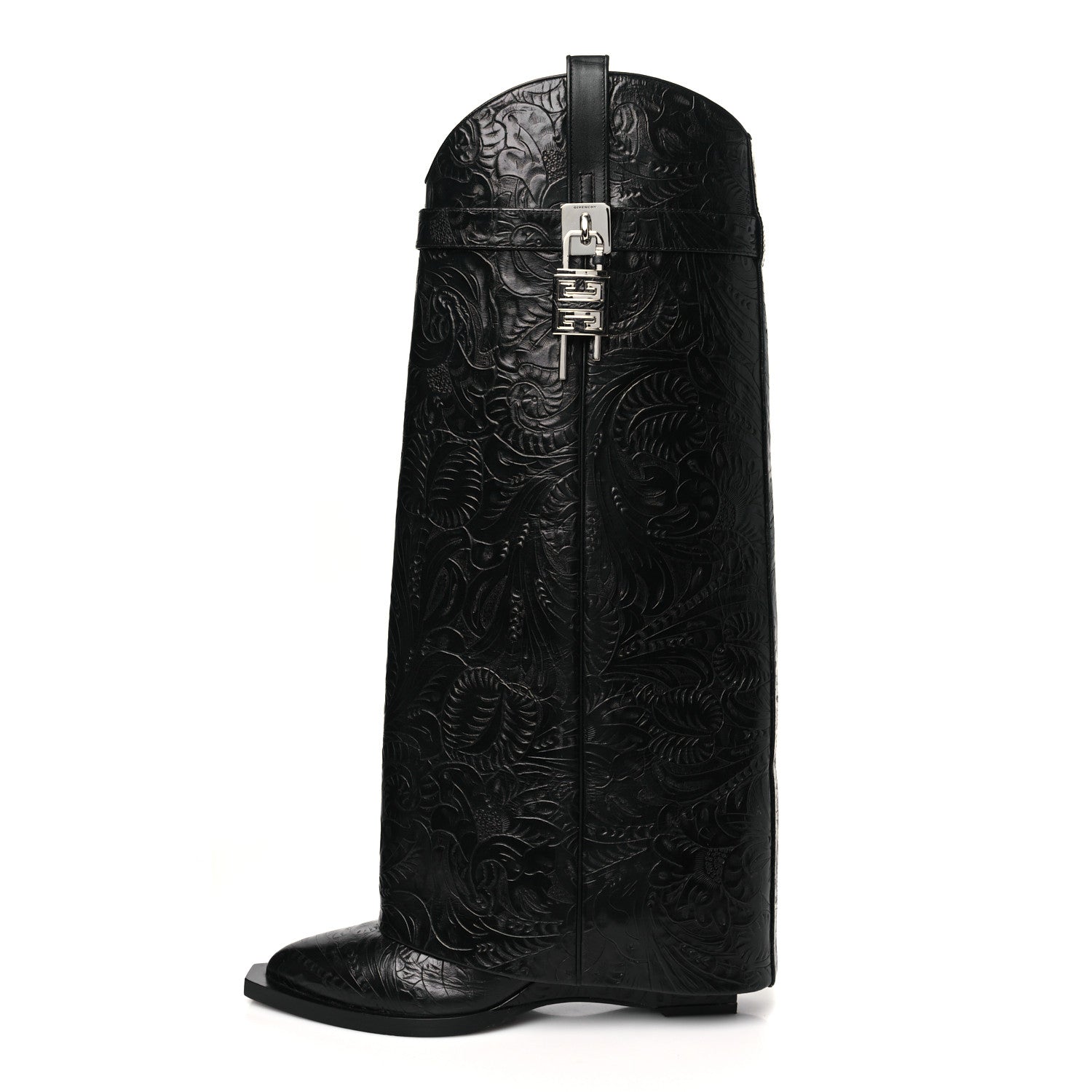 Givenchy Calfskin Cowboy Shark Lock High Boots 40 Black 1 of 9
