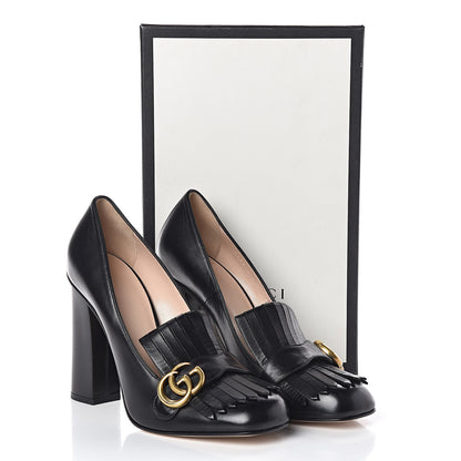Gucci Malaga Kid GG Marmont Fringe 105mm Loafer Pumps 41 Black 8 of 8