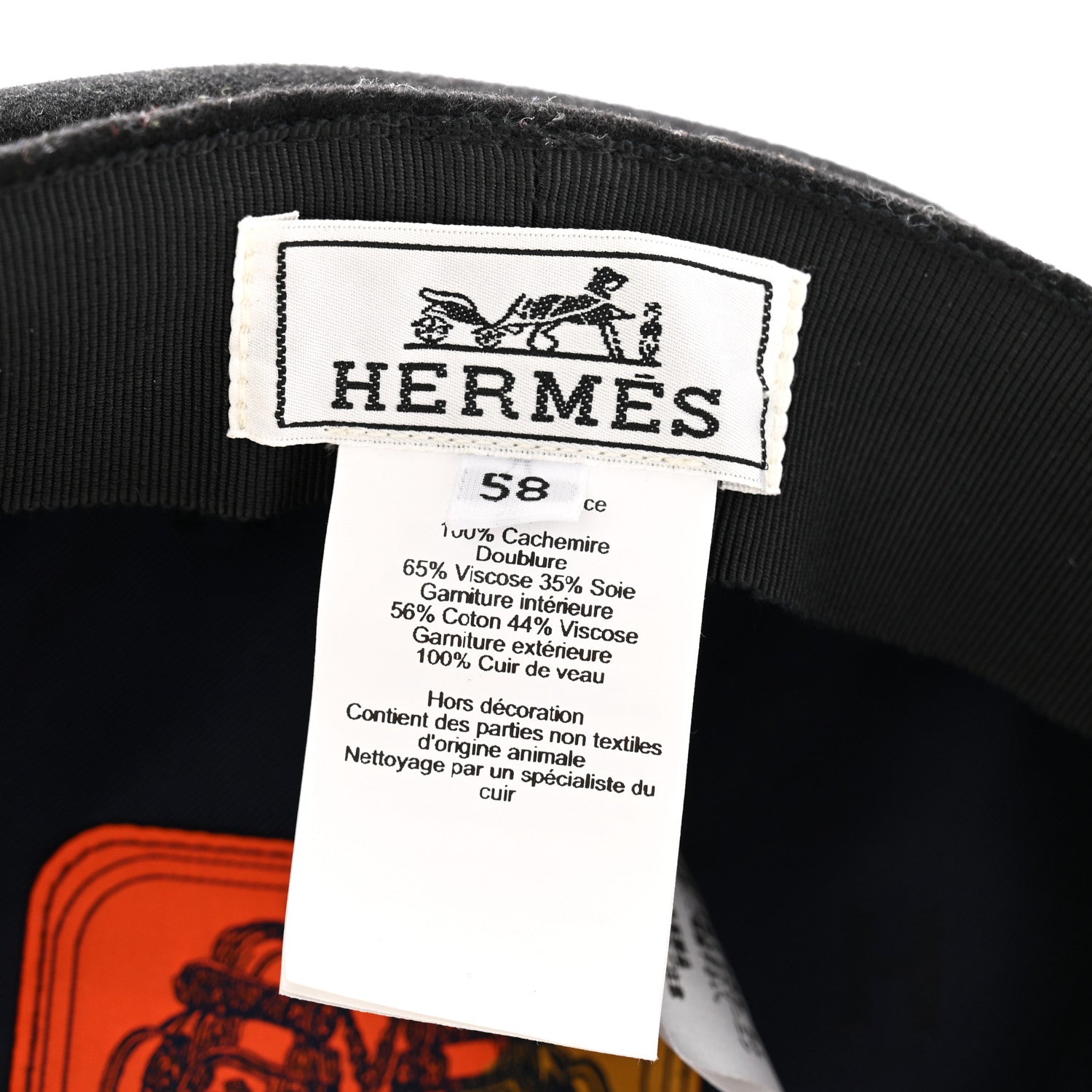 Hermes Cashmere Womens Deauville Cap 58 Black 8 of 8