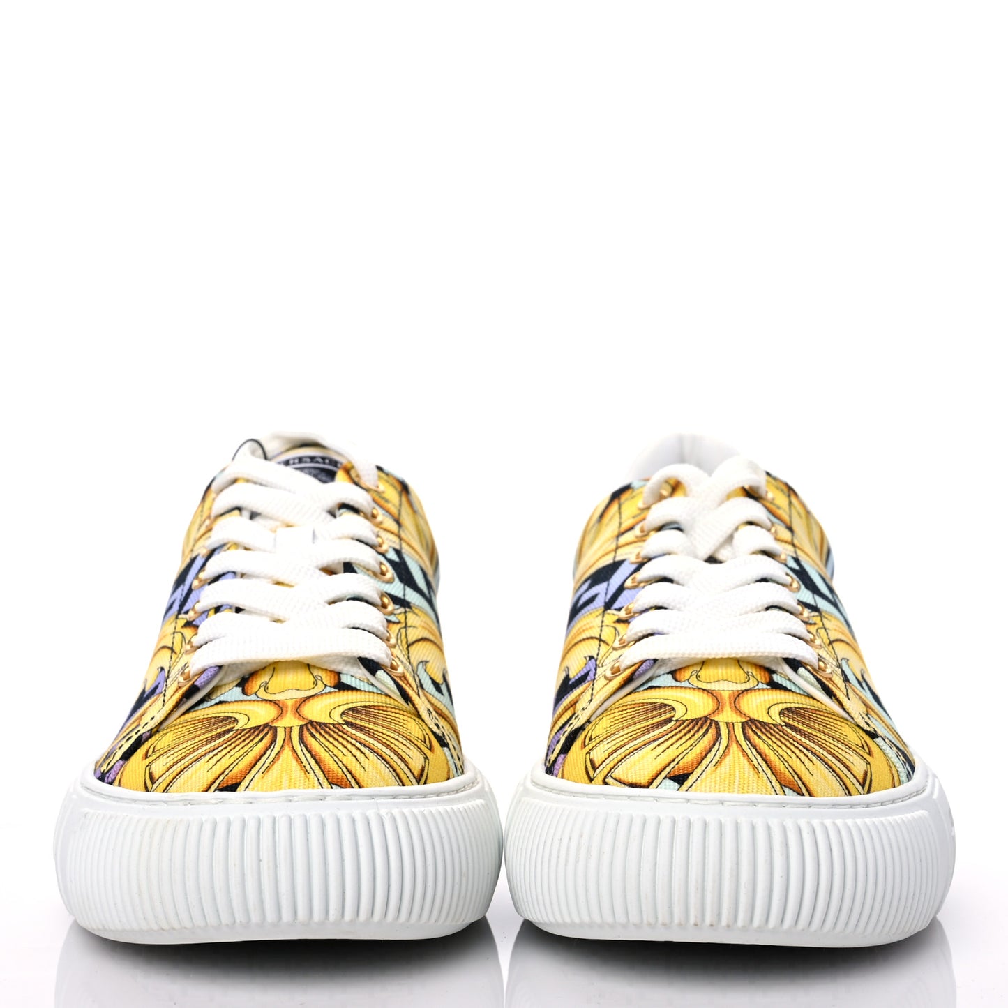 X FENDI Fabric FF Baroque Fendace Greca Sneakers 40 Gold Multicolor