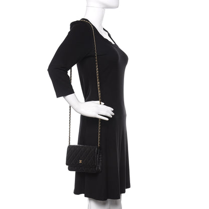 Chanel Lambskin Quilted Wallet On Chain WOC Black 2 of 12