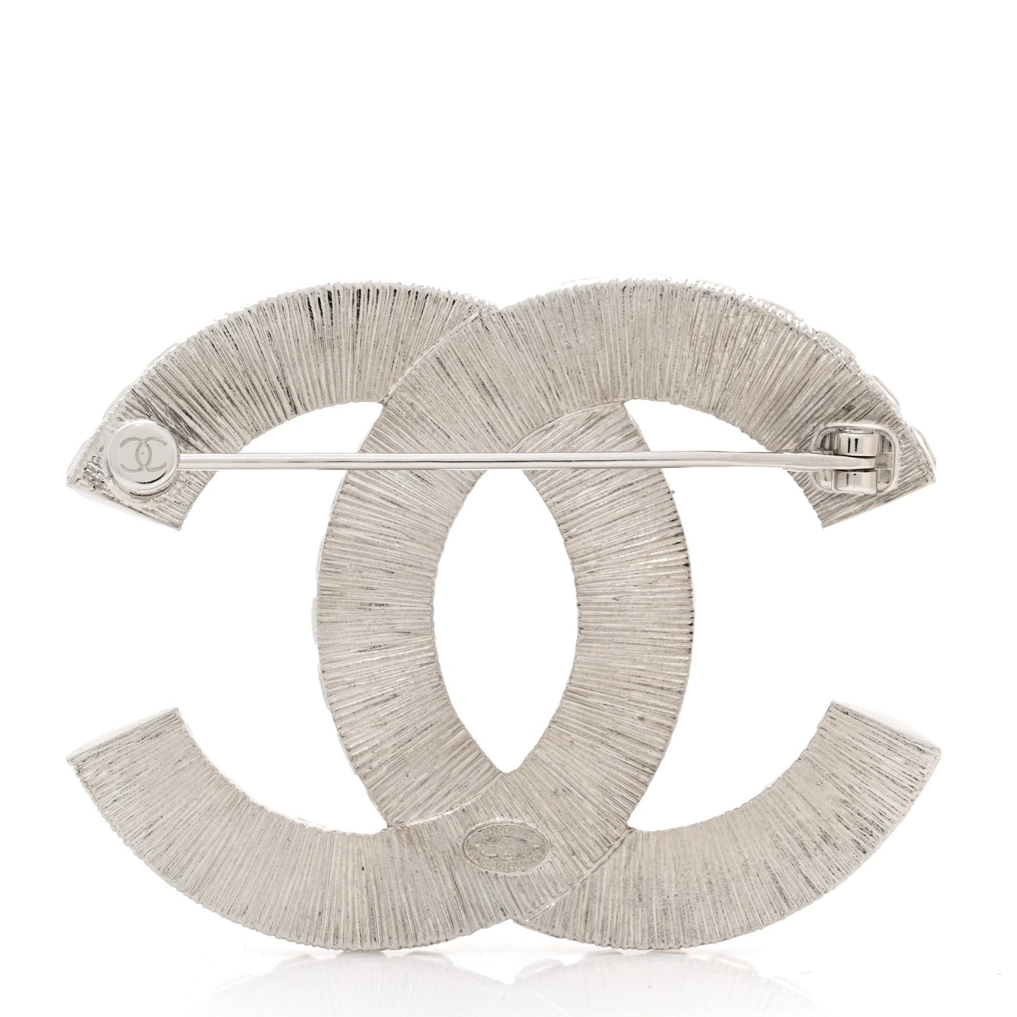Baguette Crystal CC Brooch Silver