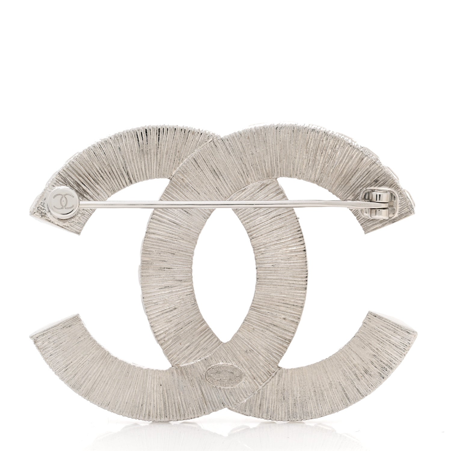 Chanel Baguette Crystal CC Brooch Silver 3 of 4