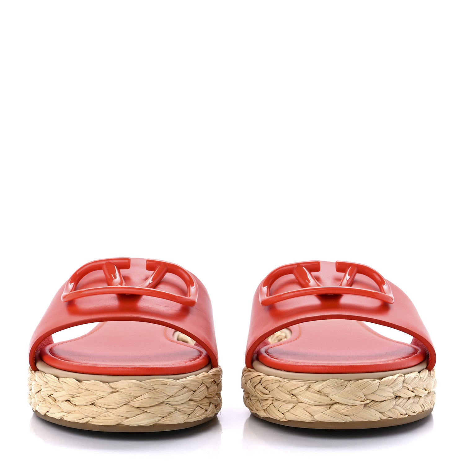 Valentino Garavani Calfskin Vlogo Espadrille 5mm Flat Slide Sandals 37 Titian 2 of 9