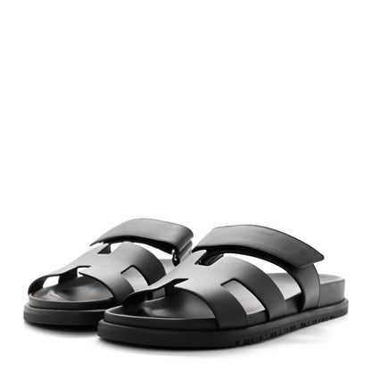 Hermes Calfskin Womens Chypre Sandals 39 Black 3 of 9