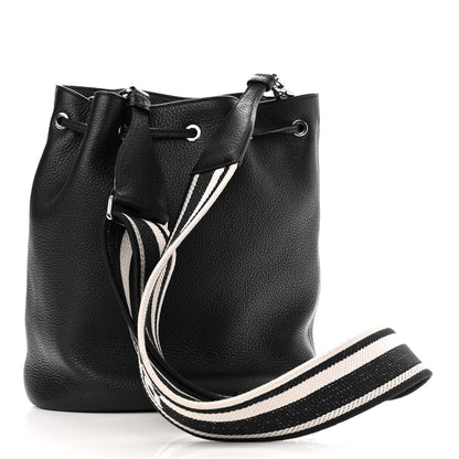 Prada Vitello Daino Soft Drawstring Bucket Bag Black 3 of 11