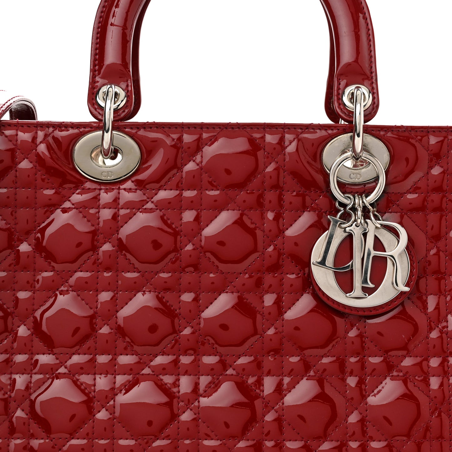 Patent Cannage Large Lady Dior Red