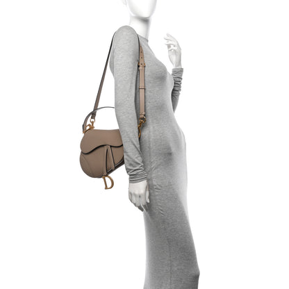 Christian Dior Grained Calfskin Saddle Bag With Strap Warm Taupe 2 of 13