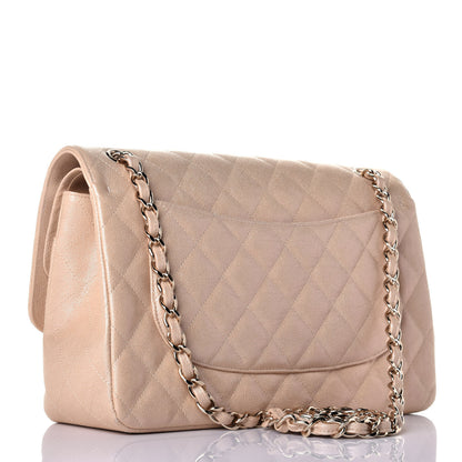 Chanel Iridescent Caviar Quilted Jumbo Double Flap Beige 3 of 10