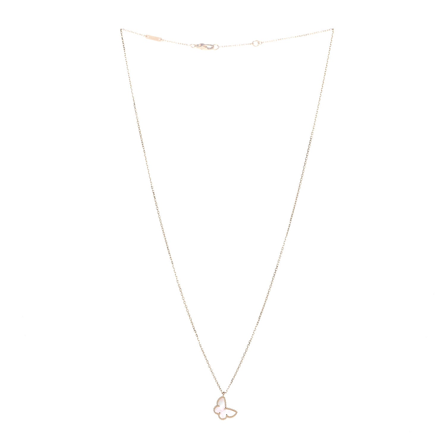 Van Cleef & Arpels 18K Yellow Gold Mother of Pearl Sweet Alhambra Butterfly Pendant Necklace 2 of 8