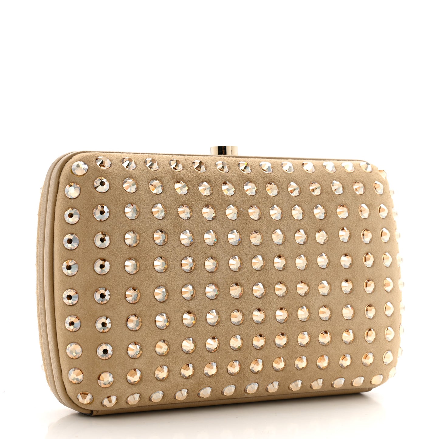 Suede Swarovski Crystal Clutch Beige