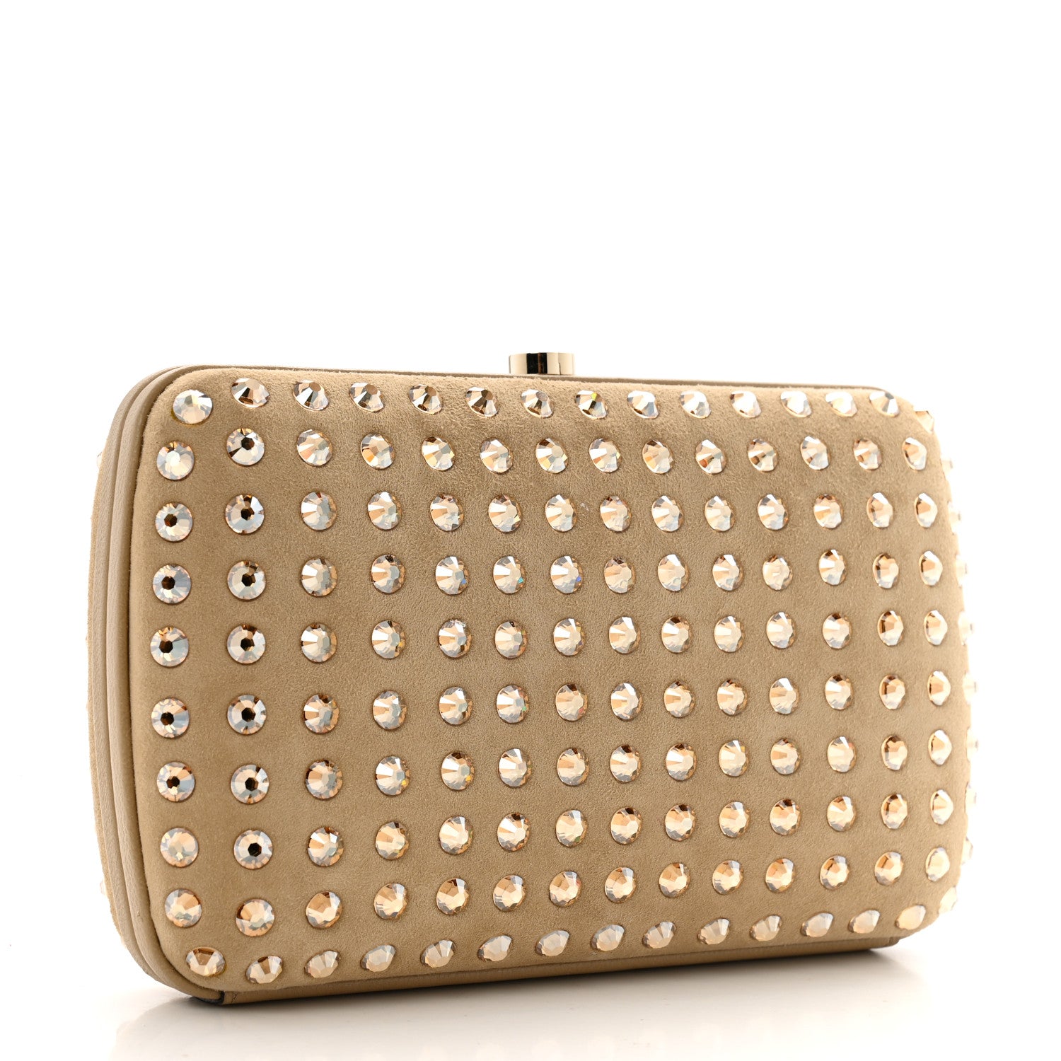 Gucci Suede Swarovski Crystal Clutch Beige 3 of 9