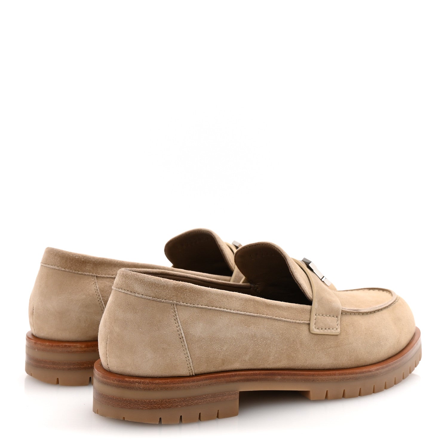 Hermes Suede Goatskin Womens Faubourg Loafers 36 Beige Argile 5 of 10
