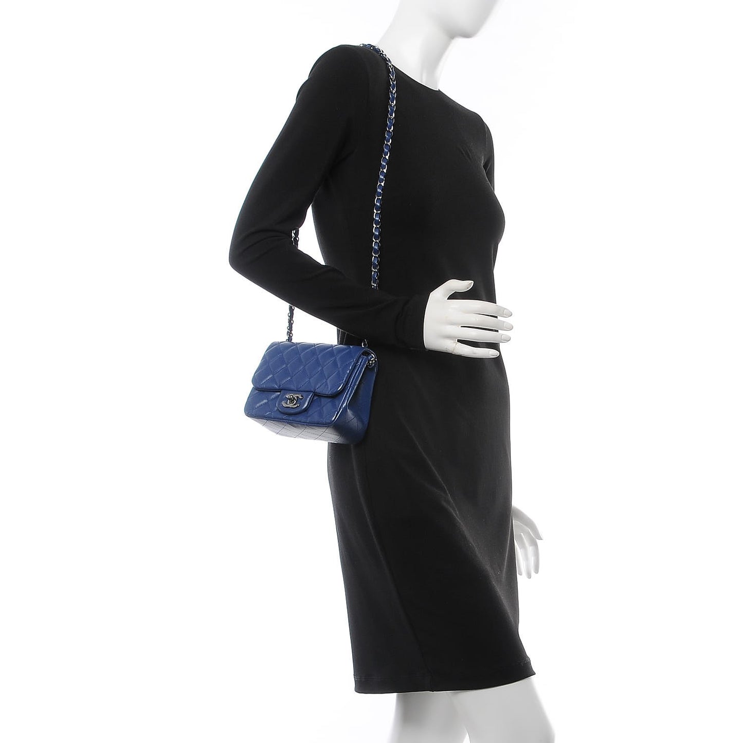 Lambskin Quilted Mini Square Flap Blue