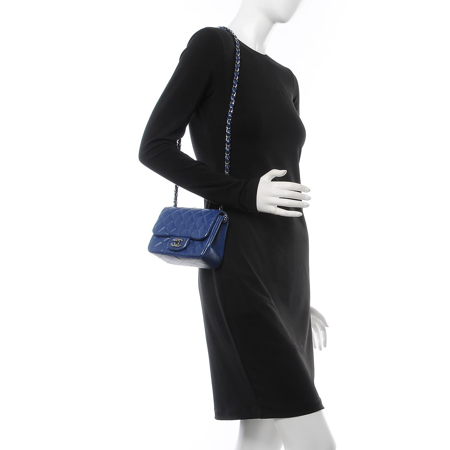 Chanel Lambskin Quilted Mini Square Flap Blue 2 of 8