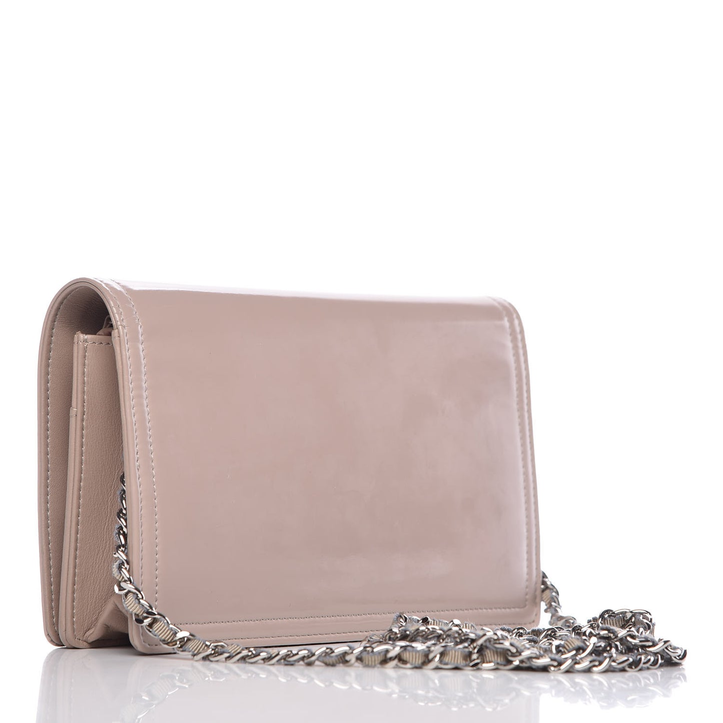 Vinyl Lipstick Wallet On Chain WOC Beige