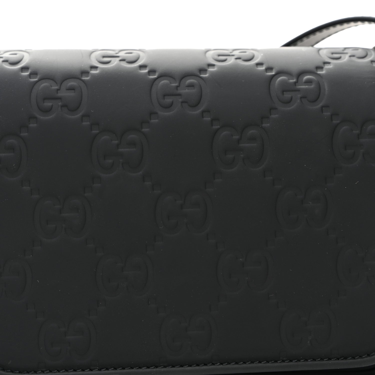 Gucci Rubber Effect Calfskin GG Mini Messenger Bag Black 8 of 10