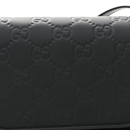Gucci Rubber Effect Calfskin GG Mini Messenger Bag Black 8 of 10