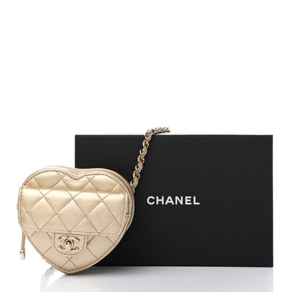 Chanel Metallic Lambskin Quilted CC In Love Heart Waist Belt Bag With Chain Gold 11 of 11