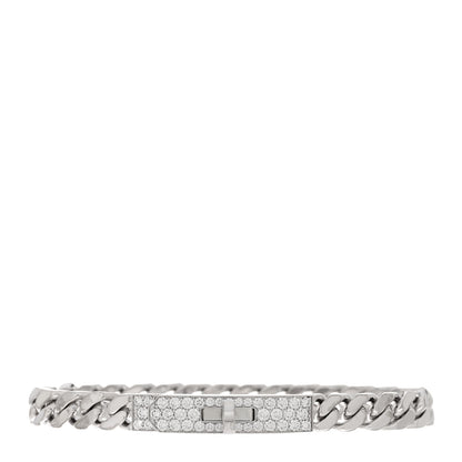 Hermes 18K White Gold Diamond TPM Kelly Gourmette Bracelet SH 1 of 4