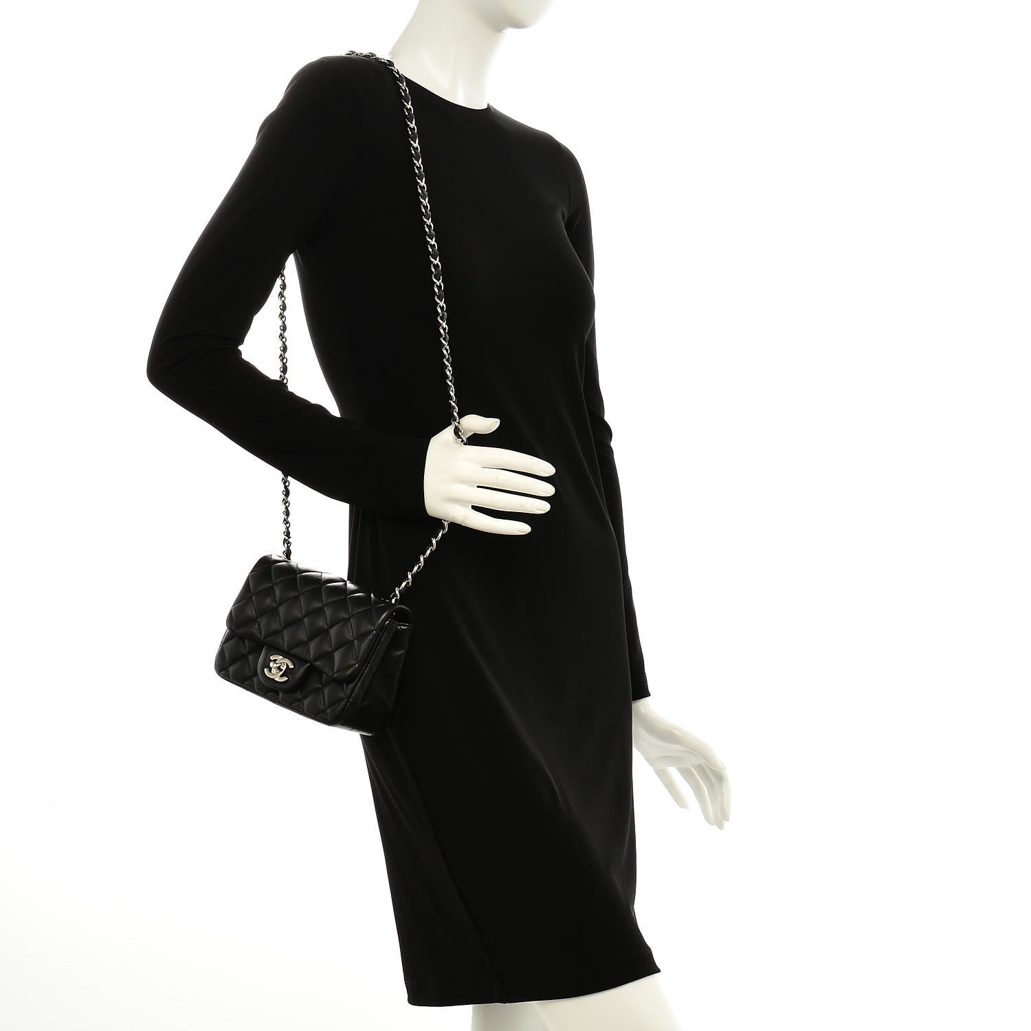 Chanel Lambskin Quilted Mini Square Flap Black 2 of 7