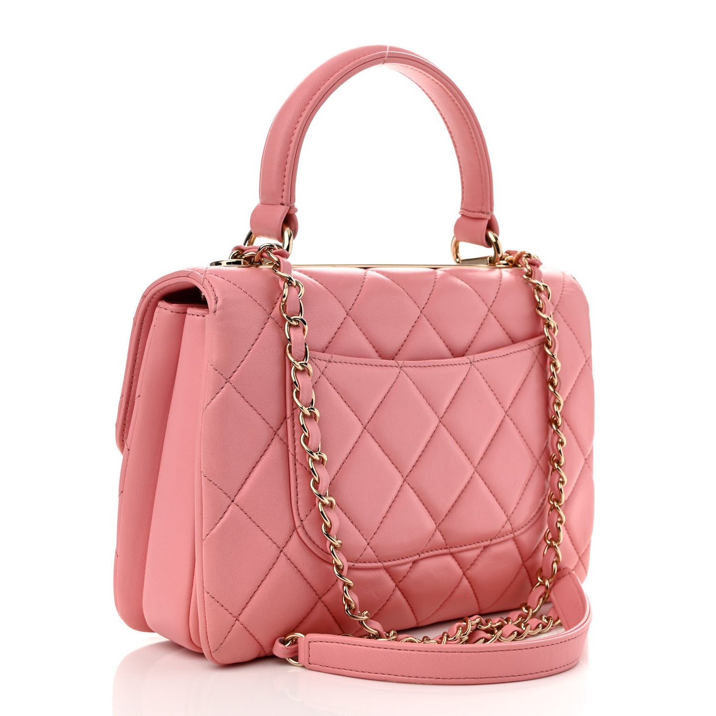 Lambskin Quilted Small Trendy CC Flap Dual Handle Bag Pink